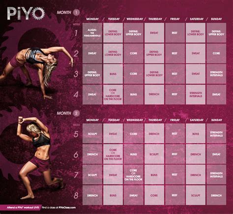 Piyo Workout Calendar